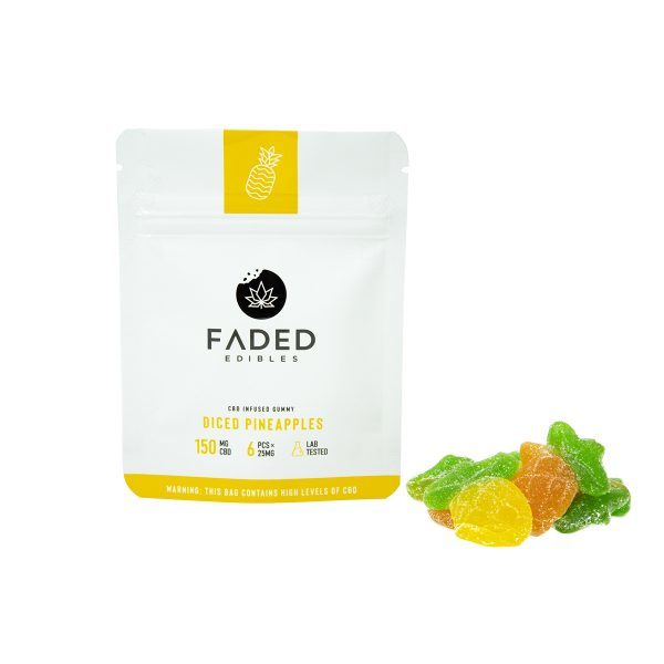 Faded Edibles – CBD 150mg Diced Pineapples | Weedsy Canada