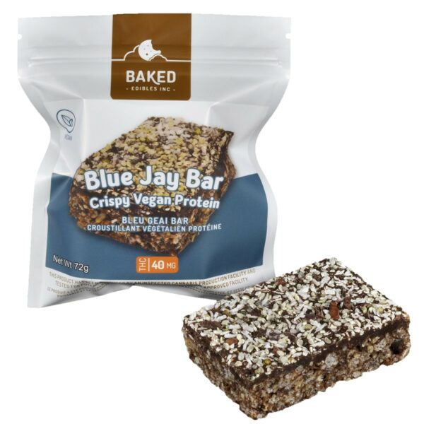 Baked Edibles – Crispy Vegan Blue Jay Bar 40mg THC | Weedsy Canada