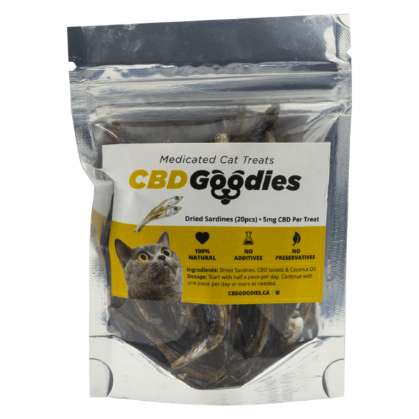 CBD Goodies – Medicated Cat Treats – Dried Sardines – 100mg CBD | Weedsy Canada