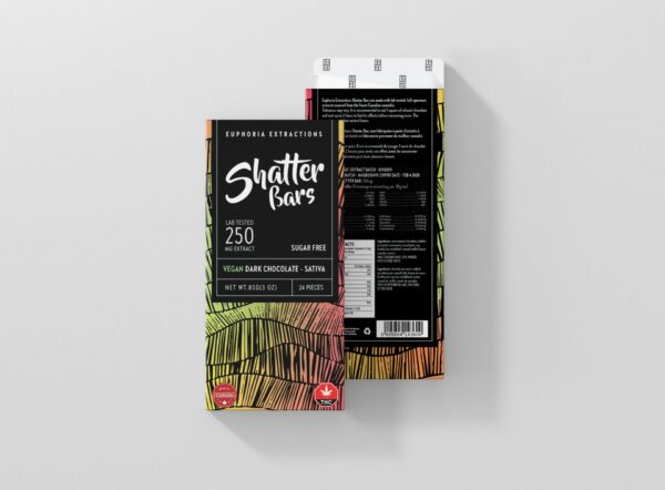 Euphoria Extractions – Shatter Bars – Vegan Dark Chocolate (Sugar Free) – Sativa – 250mg THC | Weedsy Canada