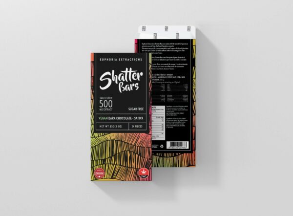 Euphoria Extractions – Shatter Bars – Vegan Dark Chocolate (Sugar Free) – Sativa – 500mg THC | Weedsy Canada