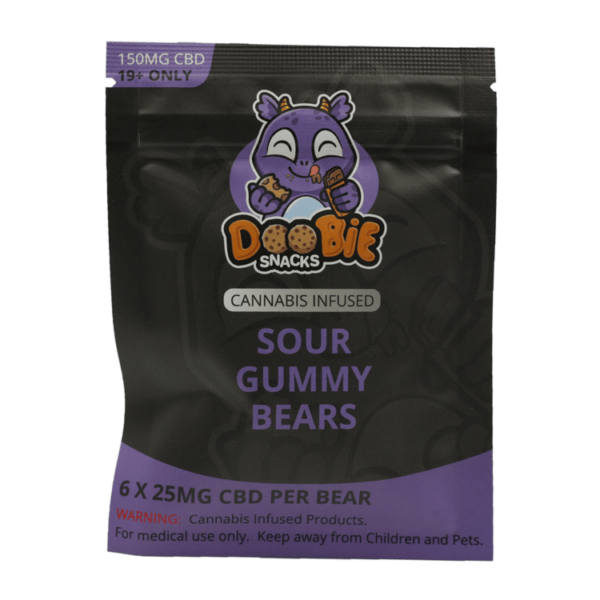 Doobie Snacks – CBD Sour Gummy Bears – 150mg CBD | Weedsy Canada