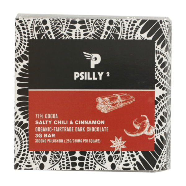 Psilly – Dark Chocolate Bar – Salty Chili & Cinnamon | Weedsy Canada