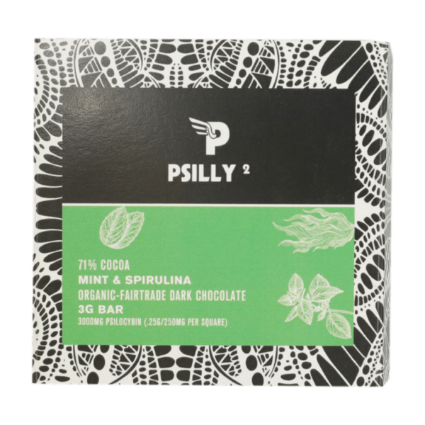 Psilly – Dark Chocolate Bar – Mint & Spirulina | Weedsy Canada
