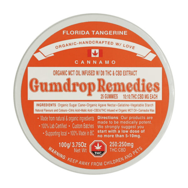 Gumdrop Remedies – Florida Tangerine 1:1 Gummies – 250mg THC/250mg CBD | Weedsy Canada