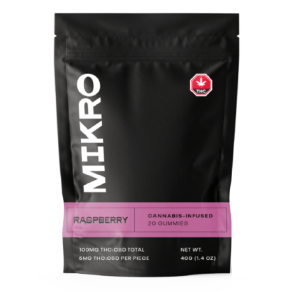 Mikro – 1:1 THC/CBD Gummies – 100mg – Raspberry | Weedsy Canada