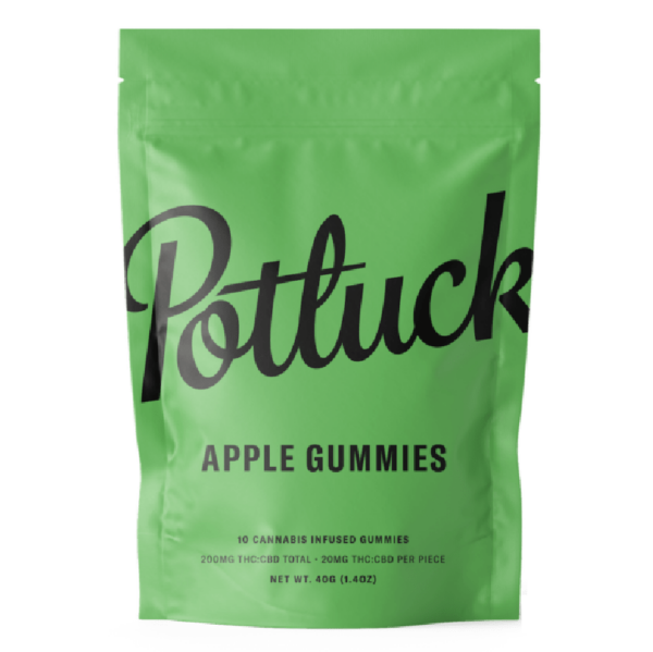 Potluck Extracts – Apple Gummies (1:1) – 100mg THC / 100mg CBD | Weedsy Canada