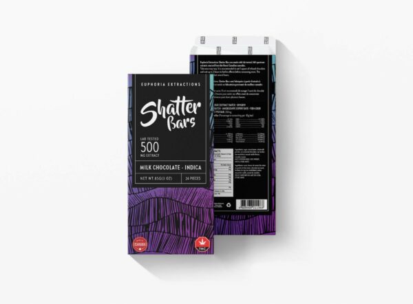 Euphoria Extractions – 500mg Shatter Bars – Milk Chocolate (Indica) | Weedsy Canada